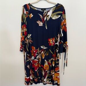 MSK Navy Dress with Floral Accents Size L